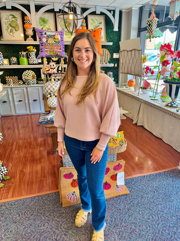 Andie Dolman Sleeve Knit Top in Pink
