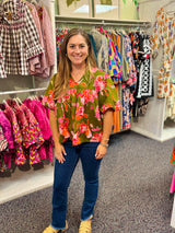 Puff Sleeve Flower Top