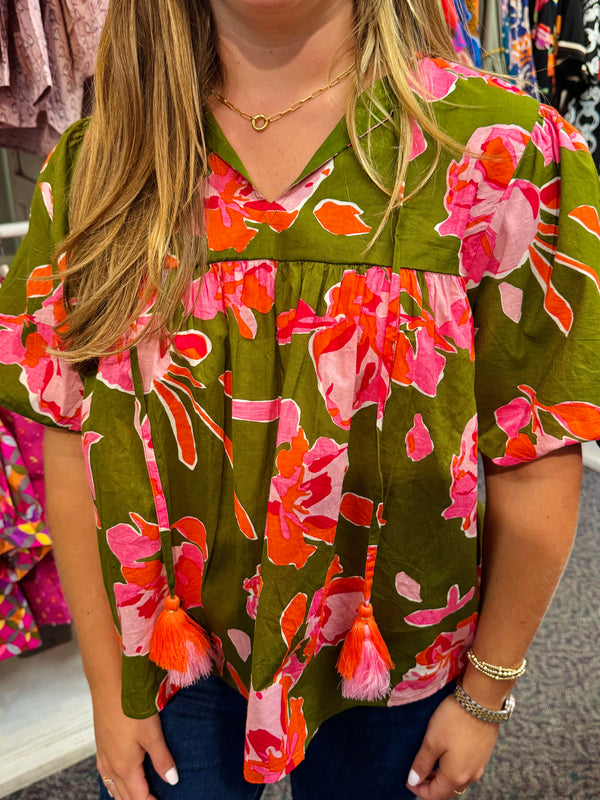Puff Sleeve Flower Top