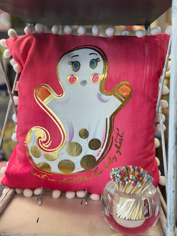 Gold Foil Fluorescent Pink Holy Ghost Pillow
