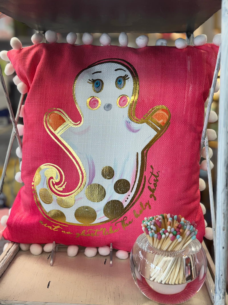 Gold Foil Fluorescent Pink Holy Ghost Pillow