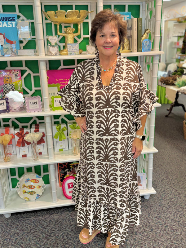 Soleil Dress in Espresso Ikat