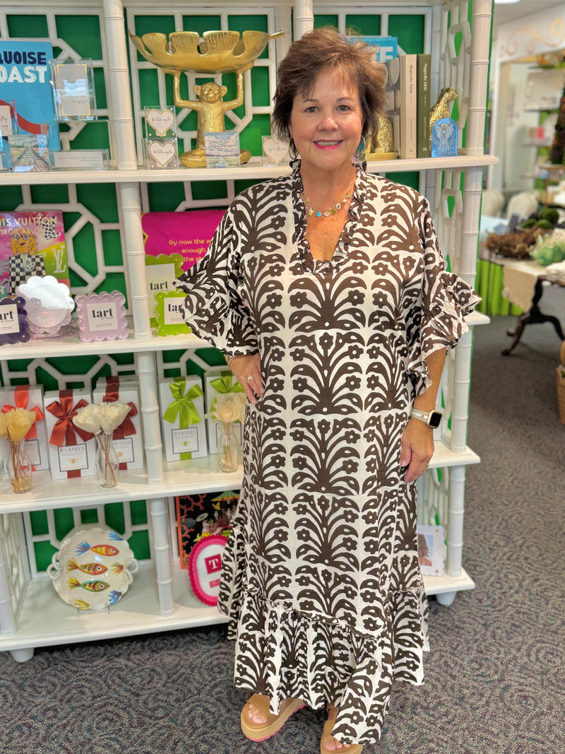 Soleil Dress in Espresso Ikat