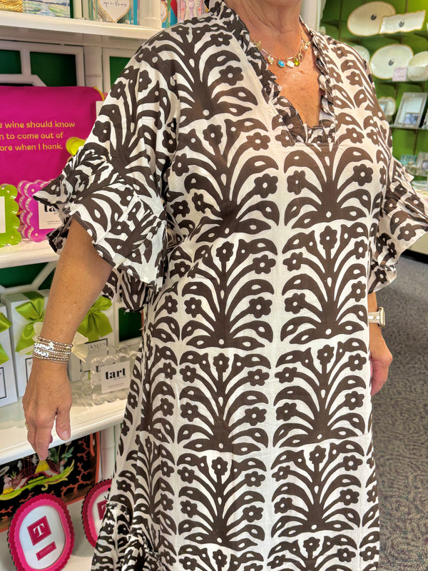 Soleil Dress in Espresso Ikat