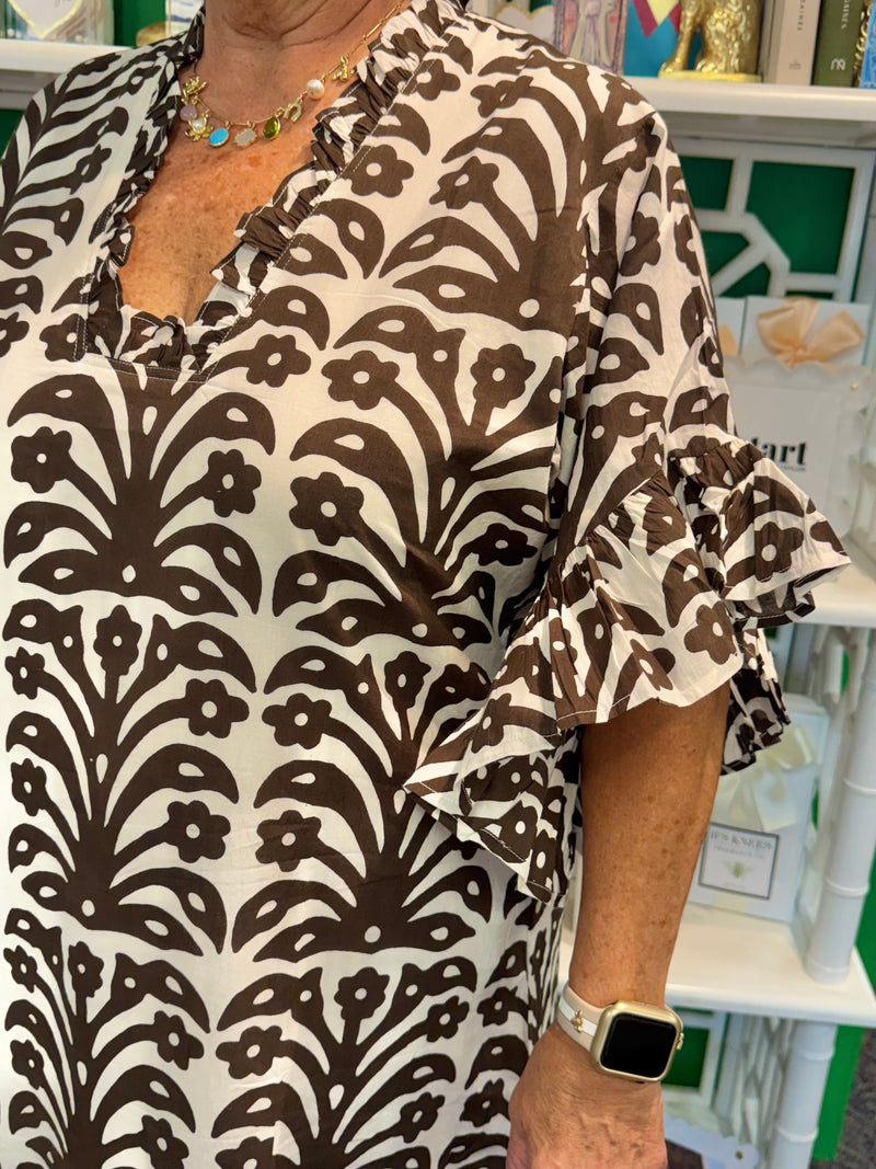 Soleil Dress in Espresso Ikat