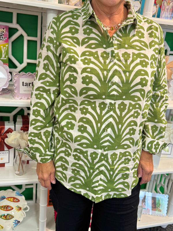 Russell Top in Grass Ikat