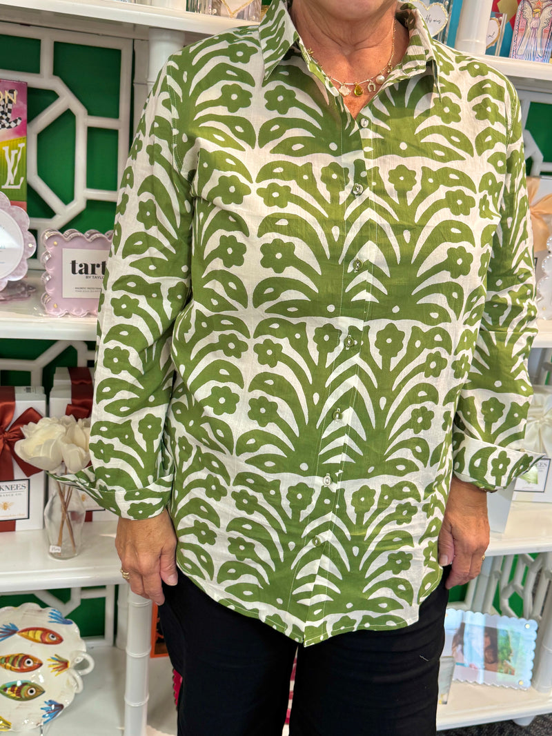 Russell Top in Grass Ikat