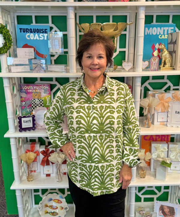 Russell Top in Grass Ikat