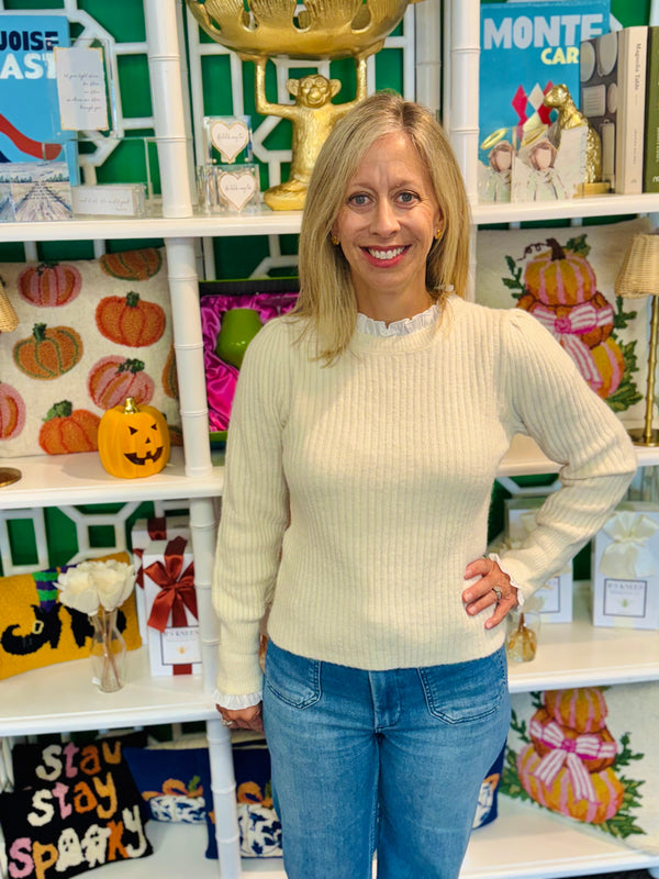 Combo Sweater Top in Cream