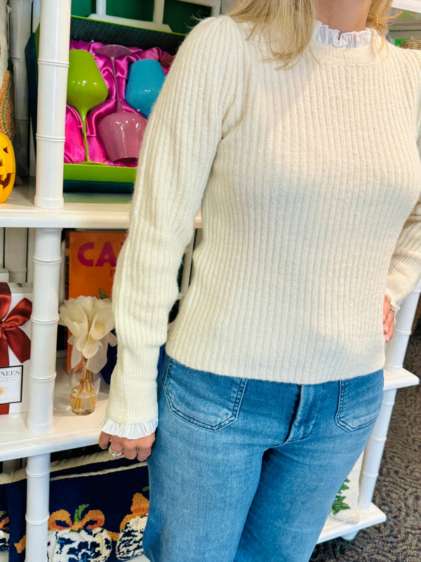 Combo Sweater Top in Cream