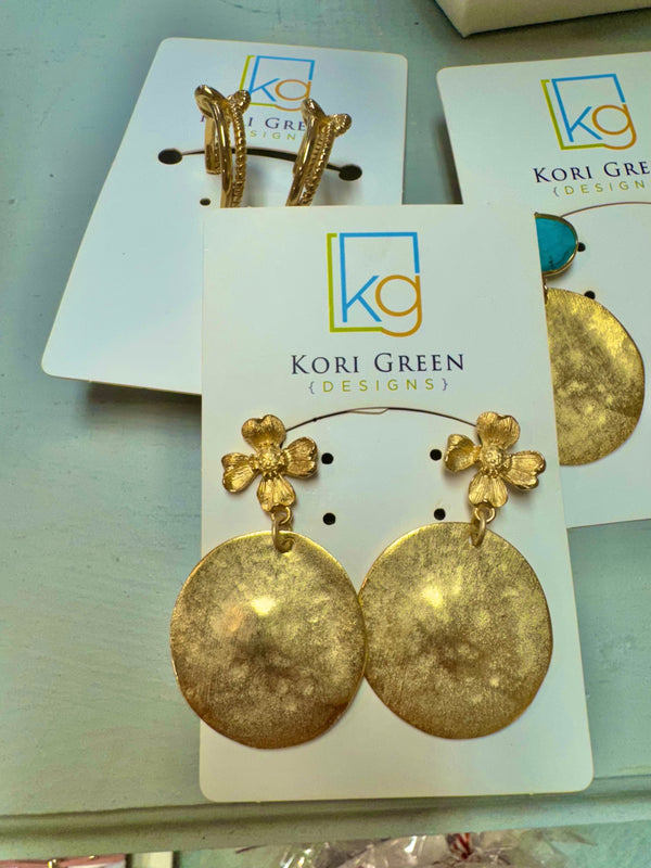 Flower + Disk Earrings - Kori Green