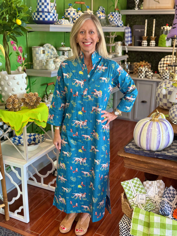 Holly Shae Grace Dress in Blue Dogs on The Hunt