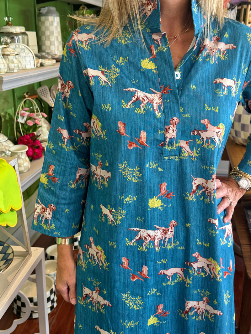 Holly Shae Grace Dress in Blue Dogs on The Hunt