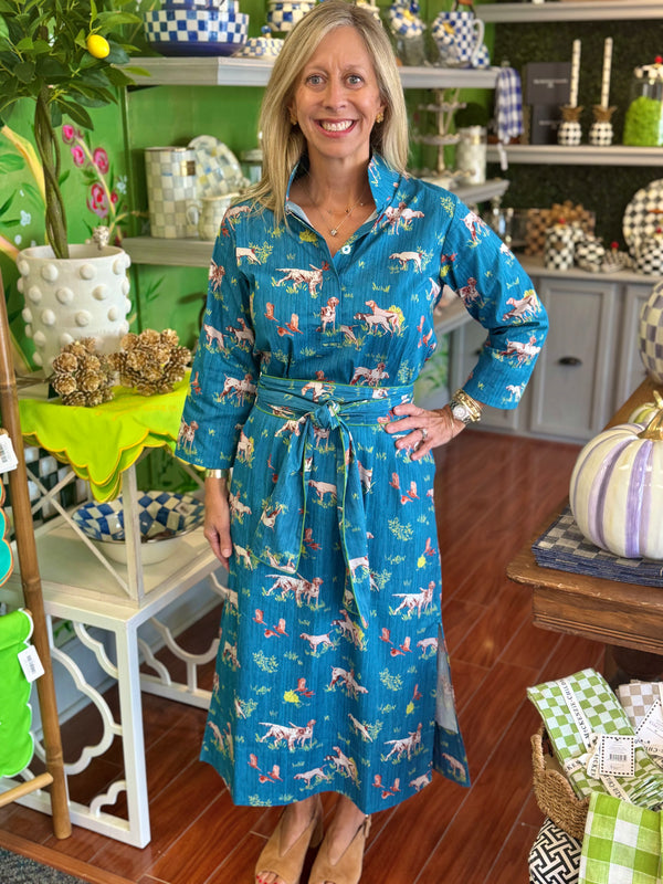 Holly Shae Grace Dress in Blue Dogs on The Hunt