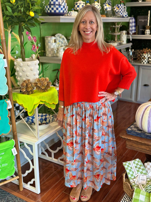 Holly Shae Betsey Skirt in Pheasant Bouquet Blue