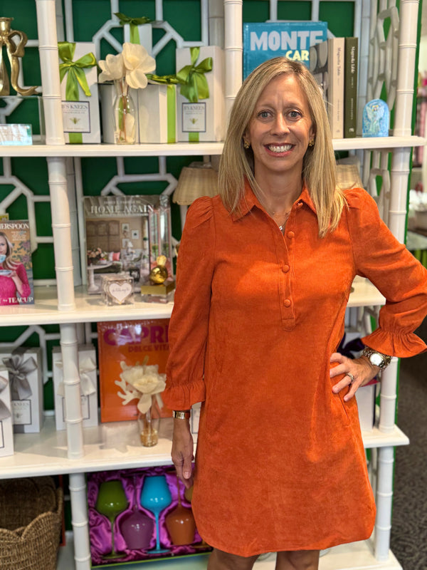 Placket Collar Dress in Orange