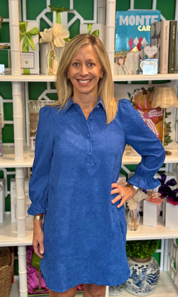 Royal Blue Placket Collar Dress