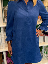 Royal Blue Placket Collar Dress