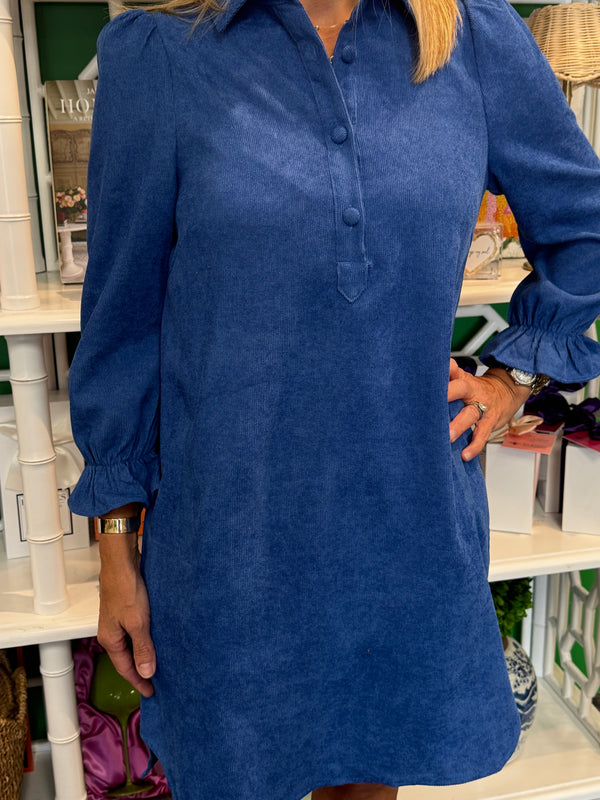 Royal Blue Placket Collar Dress