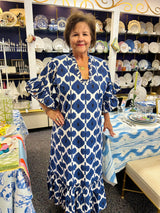 Soleil Dress in Indigo Diamond