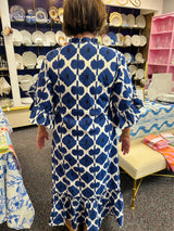 Soleil Dress in Indigo Diamond