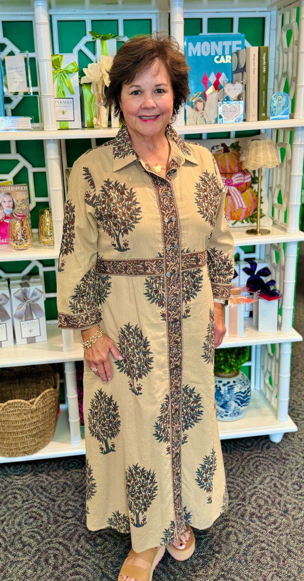 Tree of Life Dress in Khaki