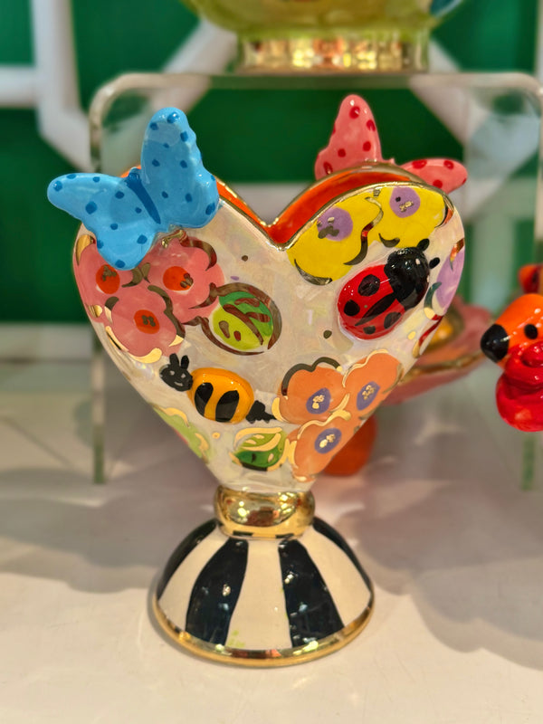 Mary Rose Young Baby Heart Vase with Butterflies and Bugs
