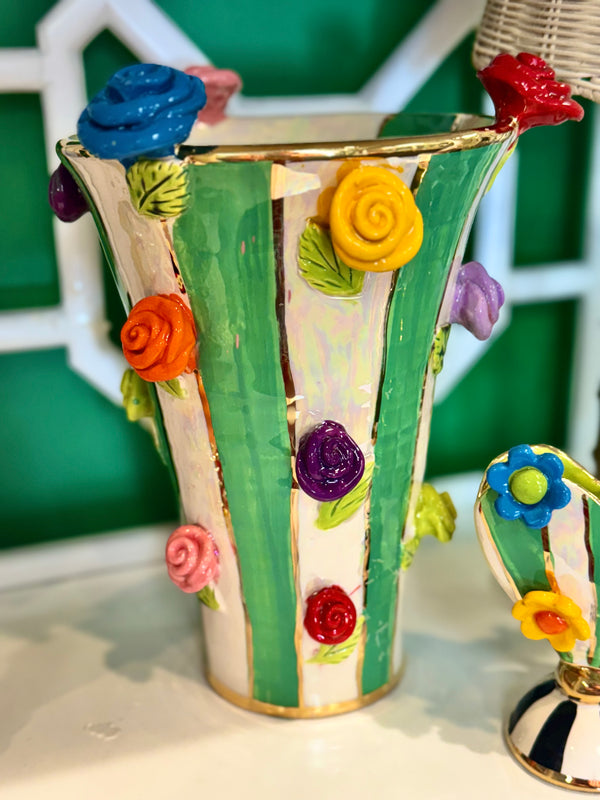Mary Rose Young Large Flared Rose Studded Vase