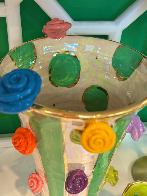 Mary Rose Young Large Flared Rose Studded Vase