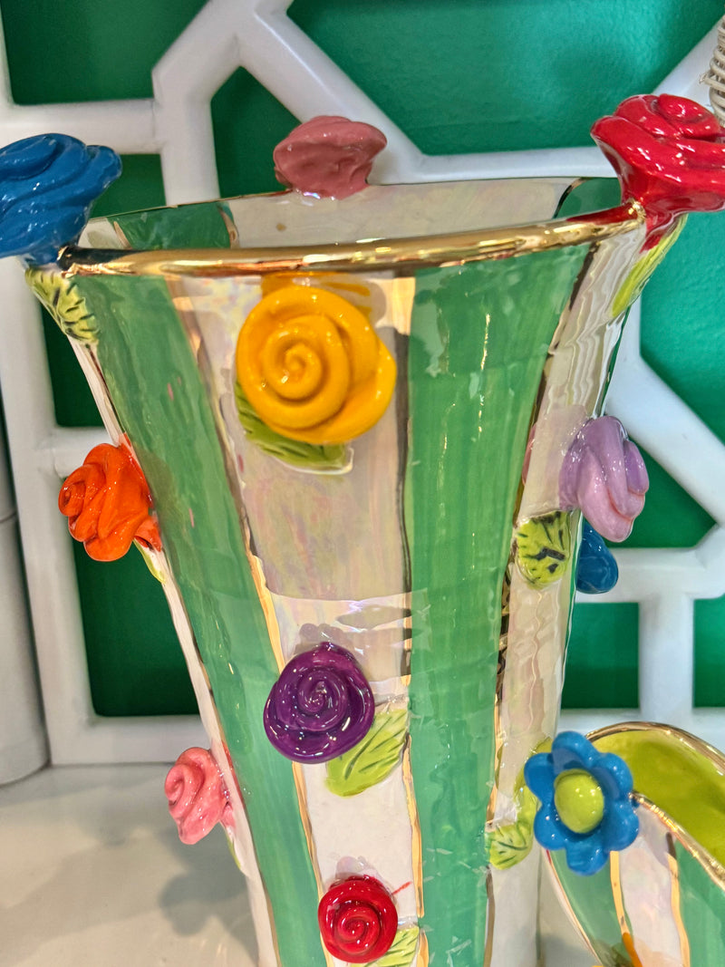 Mary Rose Young Large Flared Rose Studded Vase