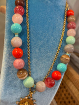 Round Multi Bead Confetti Necklace