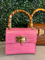 Genuine Italian Leather Bamboo Handle Bag (Two Color Options)