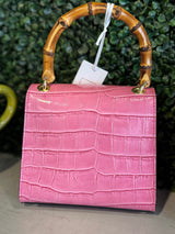 Genuine Italian Leather Bamboo Handle Bag (Two Color Options)