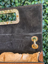 Genuine Italian Leather Bamboo Handle Bag (Two Color Options)