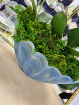Four Faux Orchid Centerpiece in Vietri Onda Glass Centerpiece Bowl