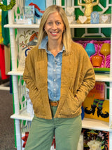 Copper Stitch Cardigan in Saddle