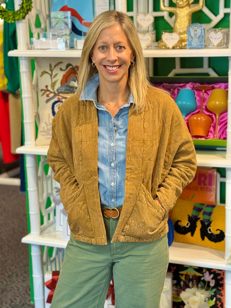 Copper Stitch Cardigan in Saddle