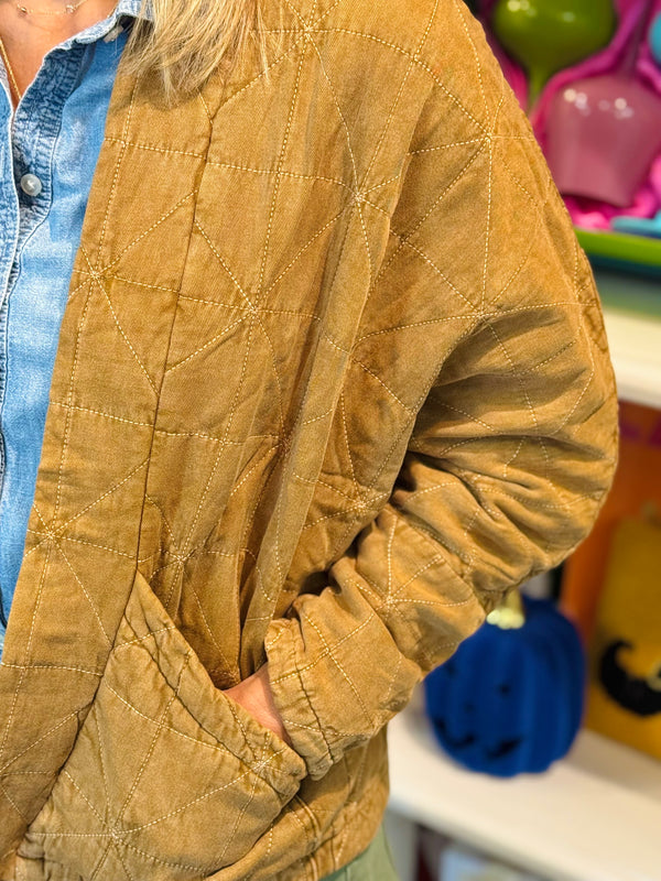 Copper Stitch Cardigan in Saddle
