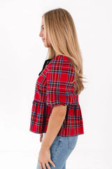 Hollin Tie Top in Holiday Plaid