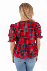 Hollin Tie Top in Holiday Plaid