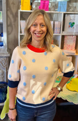 Short Sleeve Polka Dot Knit Top