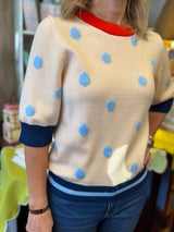 Short Sleeve Polka Dot Knit Top