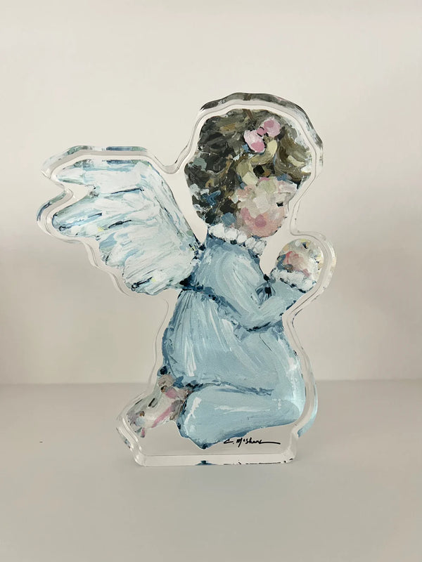 Mini Brunette Girl Acrylic Shelfie in Blue