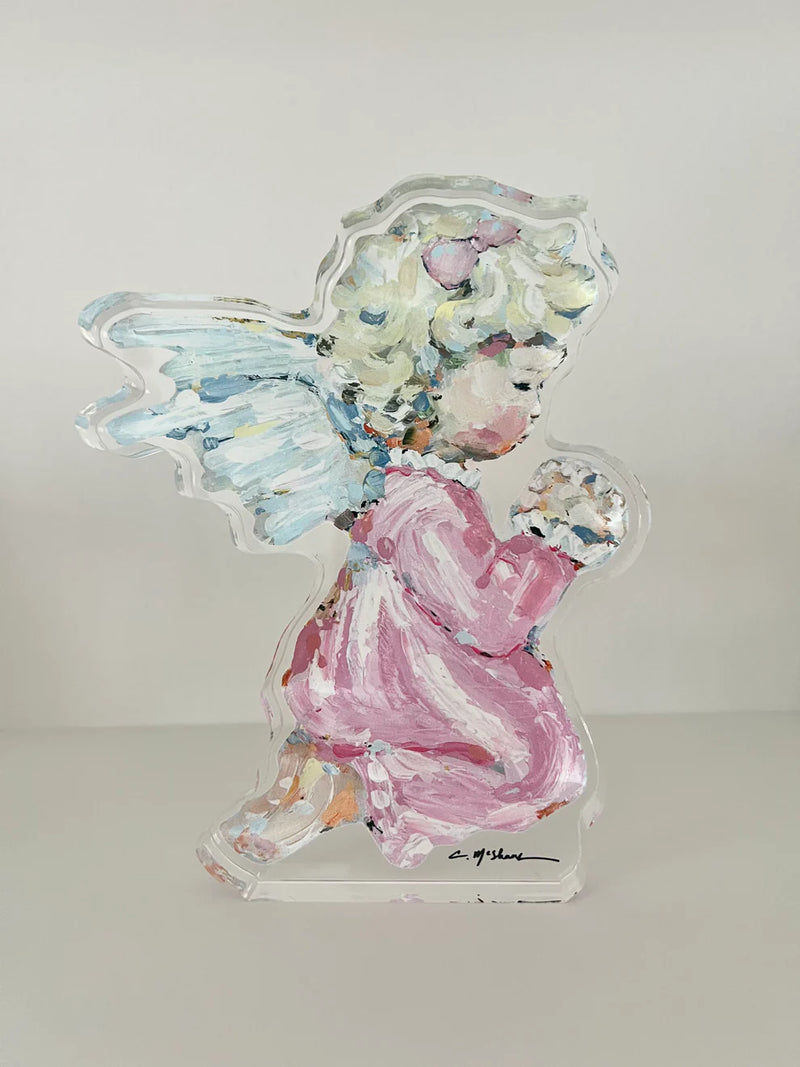Mini Blonde Girl Acrylic Shelfie in Pink