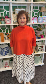 Boxy Mock Neck Top in Cinnabar
