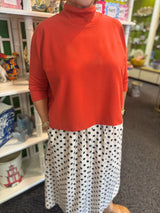 Boxy Mock Neck Top in Cinnabar