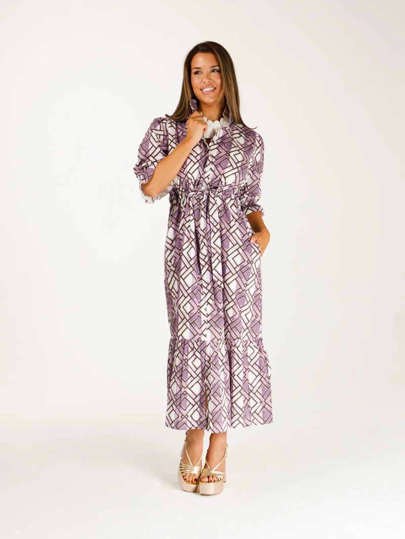 holly shae dresses Arden Dress covered placket and elongated cap sleeves with a pleated shoulder Holly Shae Catherine Dress in