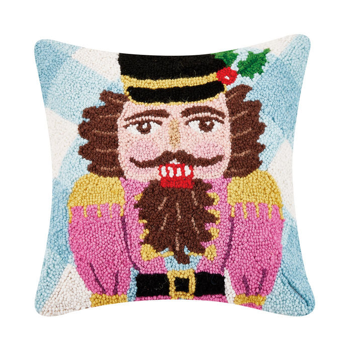 Festive Gingham Nutcracker Pillow