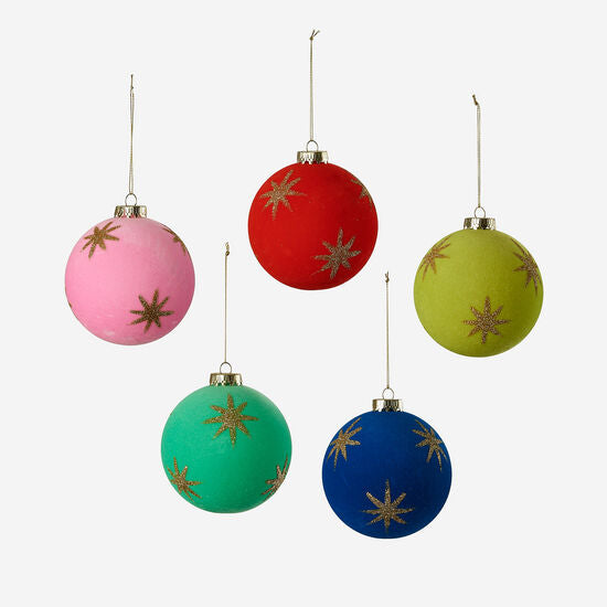 Flocked Star Ball Ornament - 5 style choices