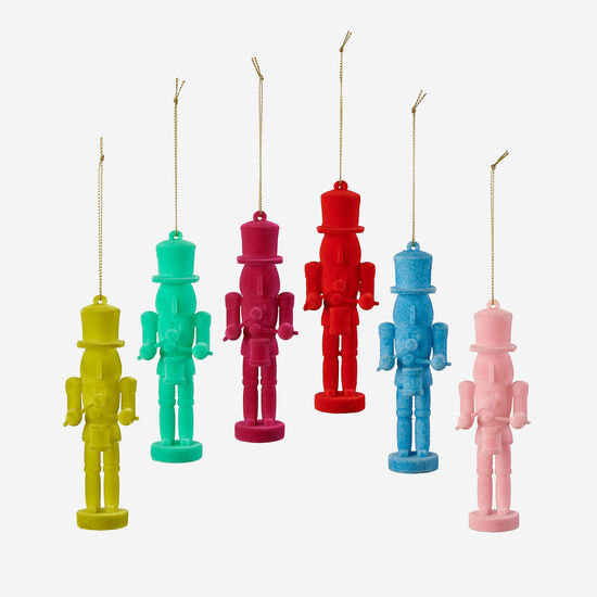 Flocked Toy Soldier Ornament - Six Color Options